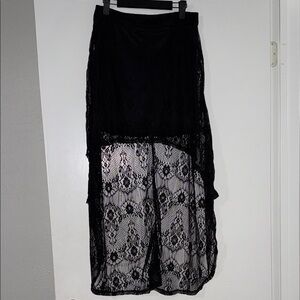 Elegant Black Lace high low skirt